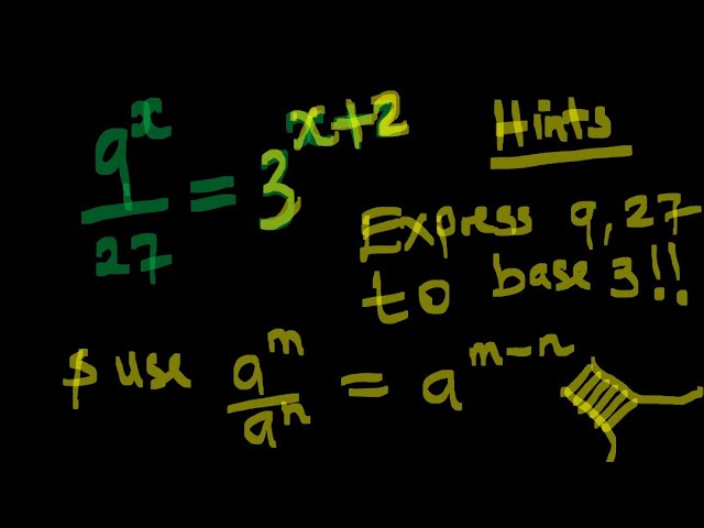 Solving Exponential Equations With Different Bases Using exponent Laws and identities.