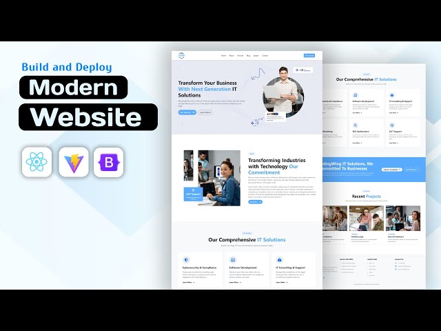 IT Solution & Business Website Using React & Bootstrap | Modern Corporate Website Design