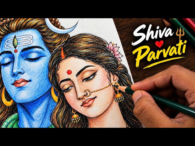 Shiva Parvati Drawing ✨ So Realistic! | Colored Pencil Art Tutorial | Full Drawing Process
