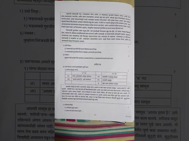 10th class unit test 2.... English medium students Marathi Paper