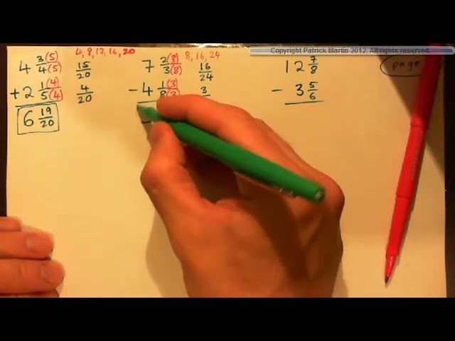 Add or Subtract Mixed Numbers - No Borrowing