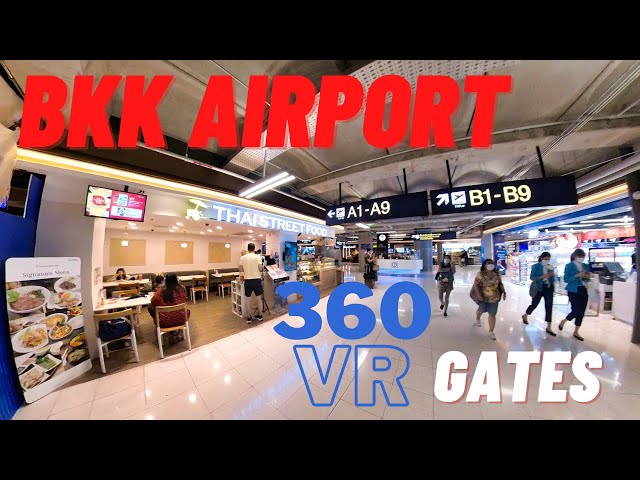 🌐 360VR 🇹🇭: After Departures & Security, Walking Tour toward the Gates at BKK Airport