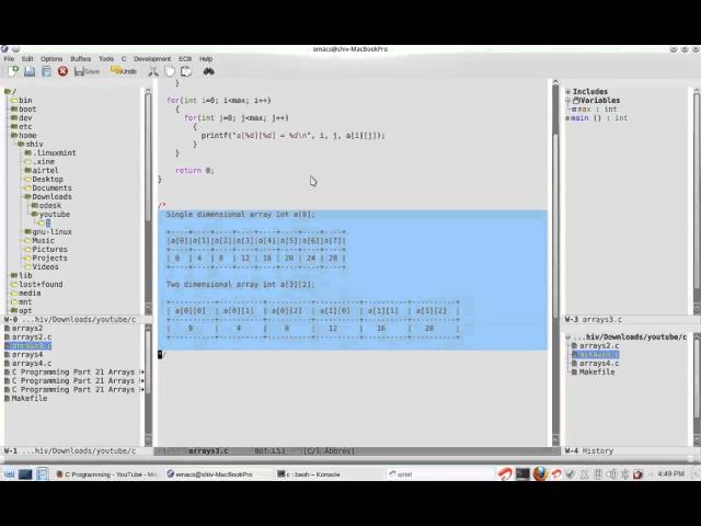 C Programming Part 22 Arrays Part 3 Two dimensional arrays and memory layout