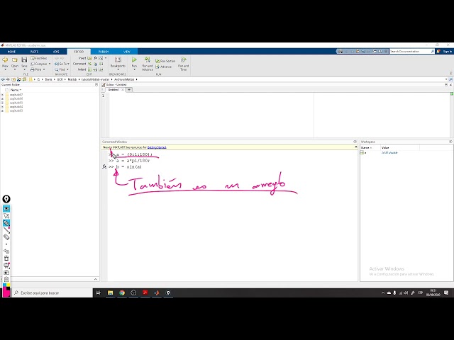 Matlab desde cero:   Uso de arreglos en funciones matematicas