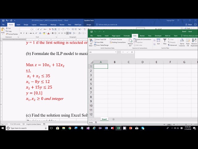 Integer Linear Programming: Excel Solver Example 1