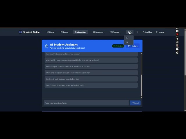 AI-Powered International Student Guide | Full-Stack Web App for Global Students (Demo)