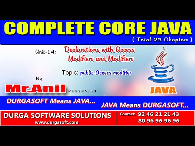 Core Java Declarations with Access Modifiers and Modifiers   public Access modifier