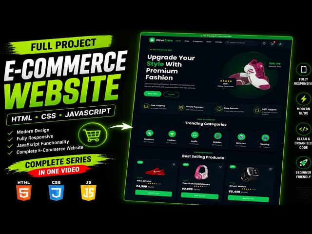 Complete E-Commerce Website Tutorial | HTML CSS JavaScript | Full Project 2026