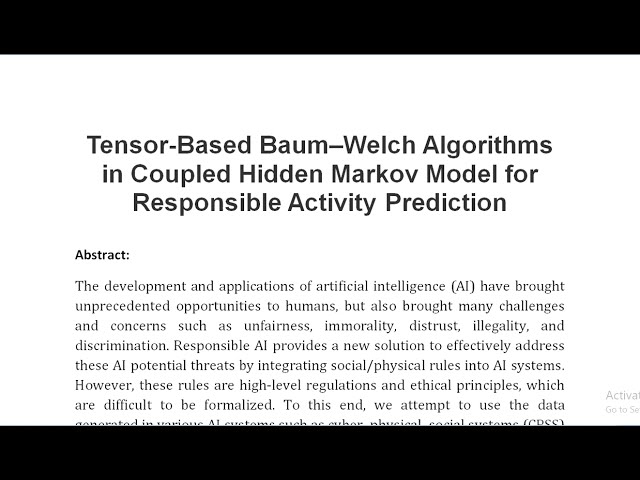 Tensor Based Baum–Welch Algorithms in Coupled Hidden Markov Model for Responsible Activity Predictio