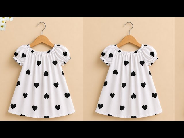 2 year Baby Elastic Frock Cutting and Stitching Tutorial 