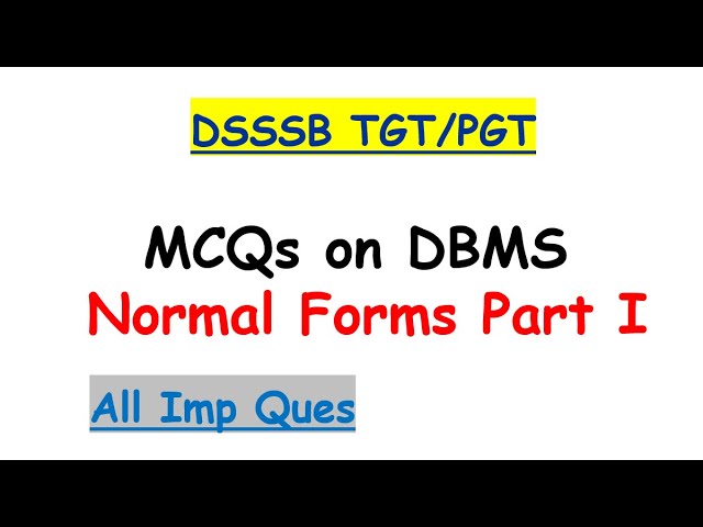 Normalization-Part 1| DBMS MCQs |NET|GATE|ISRO|NIELIT