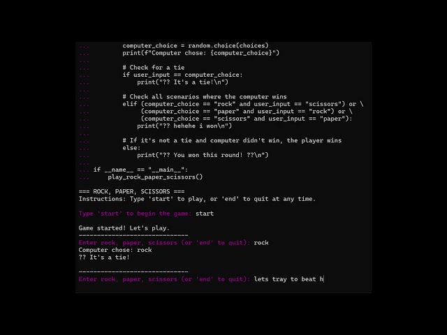 python rock paper sciccors code || #python #game #codes #fun