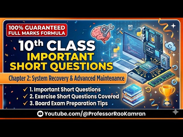 10th Computer Chapter 2 | Important Short Questions, System Recovery  | Exercise Short Questions