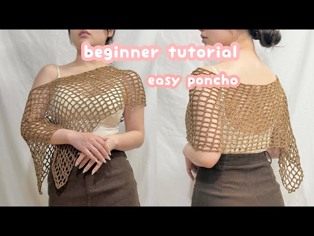 crochet poncho for beginner tutorial🧸🤎crochet coverup shrug idea