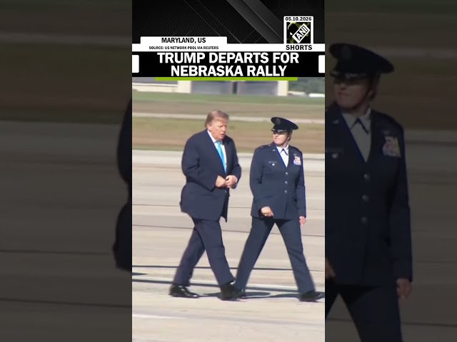 U.S. President Donald Trump departs for a rally in Grand Island, Nebraska.