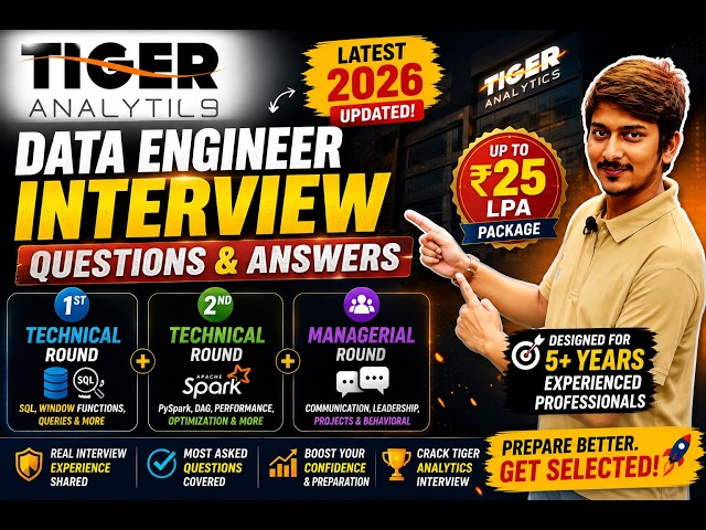 Tiger Analytics Data Engineer Interview Questions | 1st, 2nd & Managerial Rounds | ₹25+ LPA | 5+ YOE