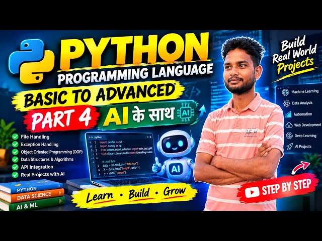 Python Basic to Advanced Part 4 | Python with AI 🤖 | AI Projects & Automation | Hindi