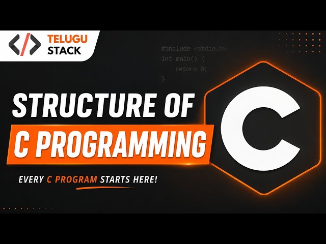 Structure of C Programming | C Program Structure Explained in Telugu | Telugu Stack