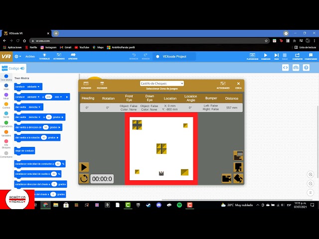 T11 VEXcode VR Introducción practica de operadores lógicos y sensor de color