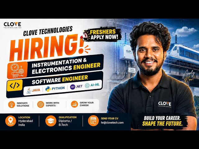 CLOVE Technologies Hiring | Software Engineer (Java, Python, .NET, AI/ML) & Electronics Engineer |