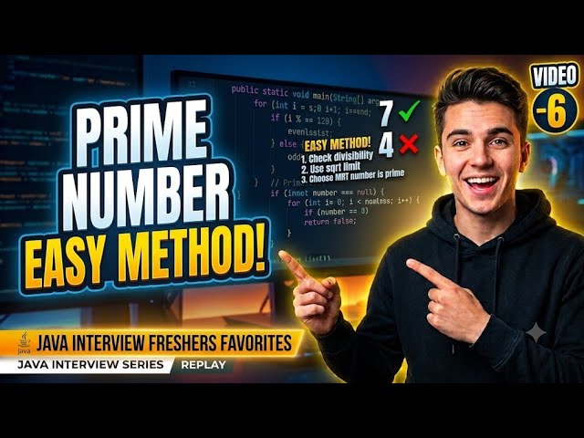 Most important interview questions for freshers 2026 | How to find the prime number in java#prime 