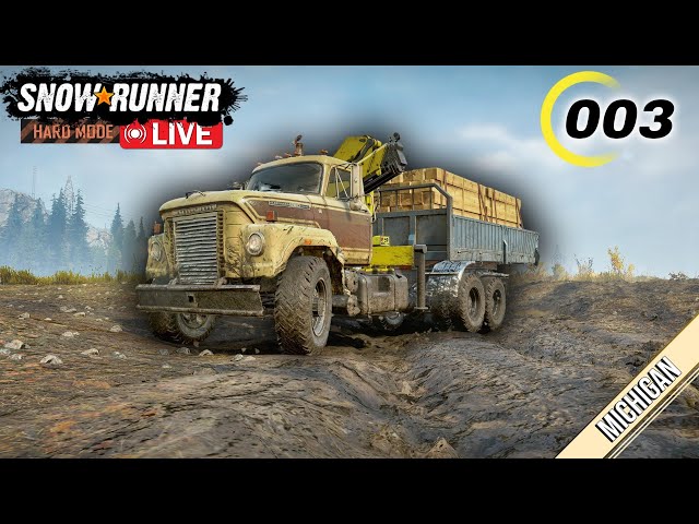 Snowrunner | Solo | Hard Mode | Michigan | E003 - Michigan Trucks are Too Fun