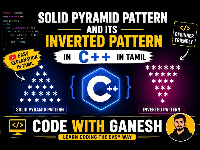 Solid Pyramid Star Pattern Program in CPP | FAQ IT Companies Interview Questions Series 2026 | Tamil