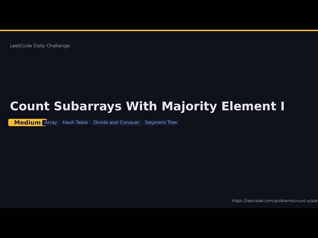 LeetCode Daily 2026-06-25 | #4074 Count Subarrays With Majority Element I [Medium] | C++ Solution