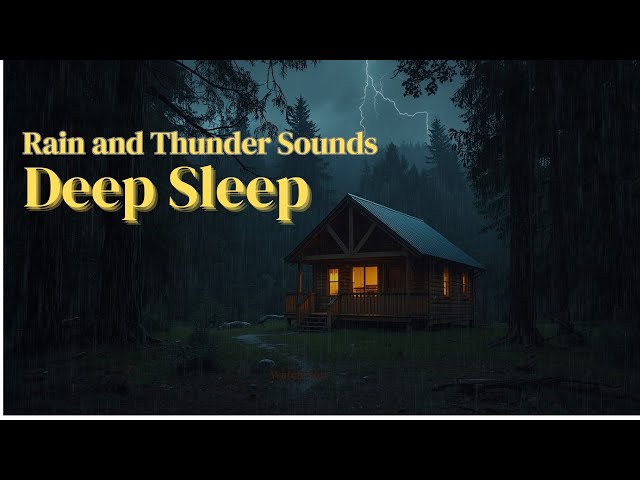 LIVE 🔴 Rain & Thunder Sounds for Deep Sleep 🌧️⚡ Cozy Forest Cabin (No Talking)