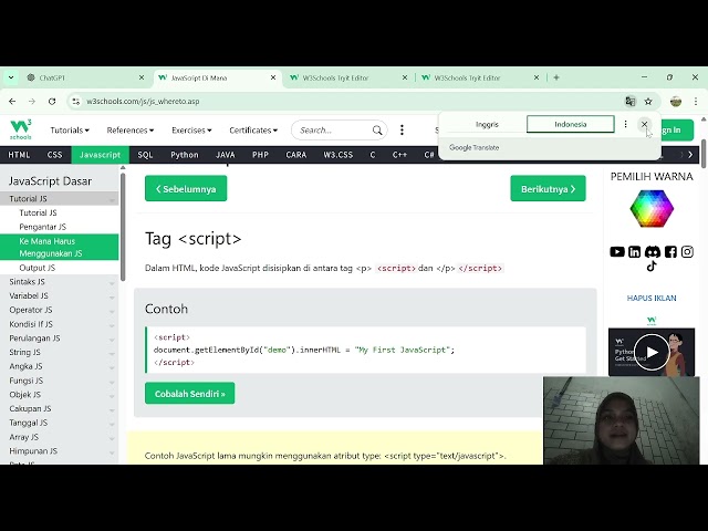 Belajar Bahasa Pemrograman  JavaScript di W3School #bagian1