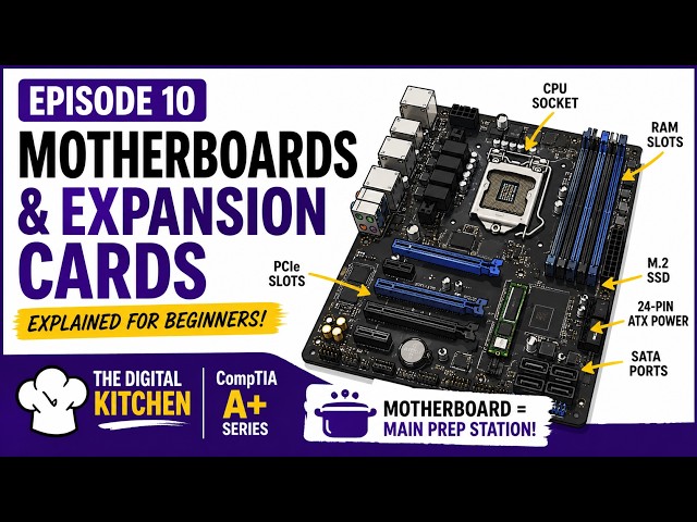 CompTIA A+ Motherboards & Expansion Cards Explained for Beginners | Digital Kitchen