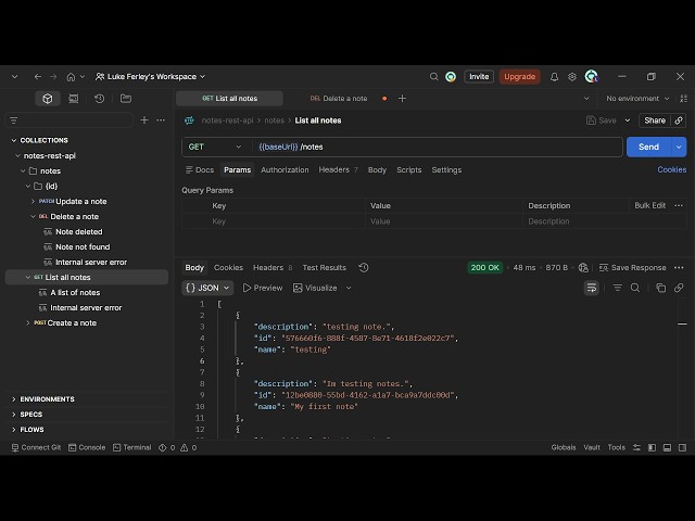 Postman serverless API demo