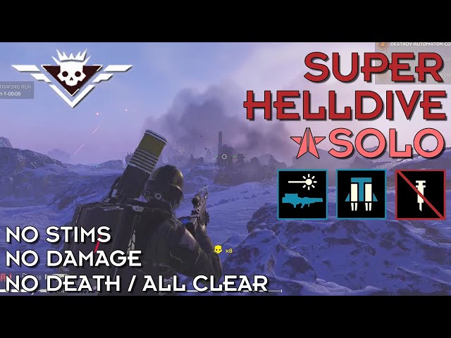Helldivers 2 - Destroy Command Bunkers (Super Helldive Solo / No Stims, No Damage, All Clear)