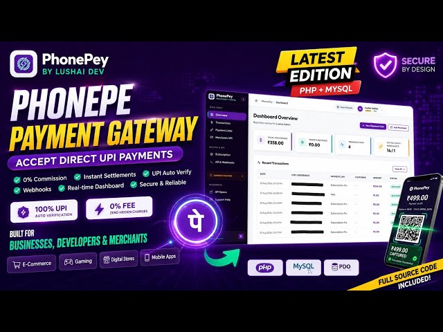 PhonePe Payment Gateway in PHP & MYSQL [Latest Edition]