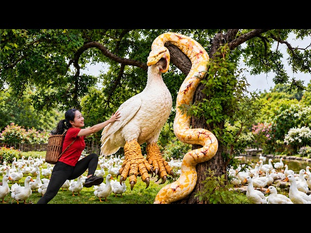 Rescuing Ducks From a Giant Python Attack | Harvesting white swan ducks for sale