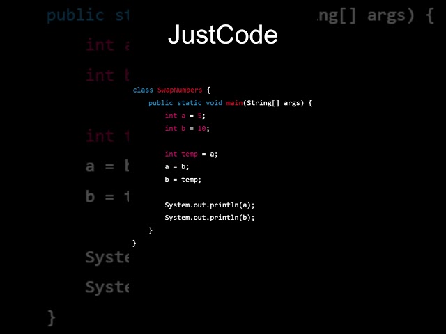Code 15:-Java Swap Two Numbers: The Easiest Way | Java Series | JustCode |#coding #programming