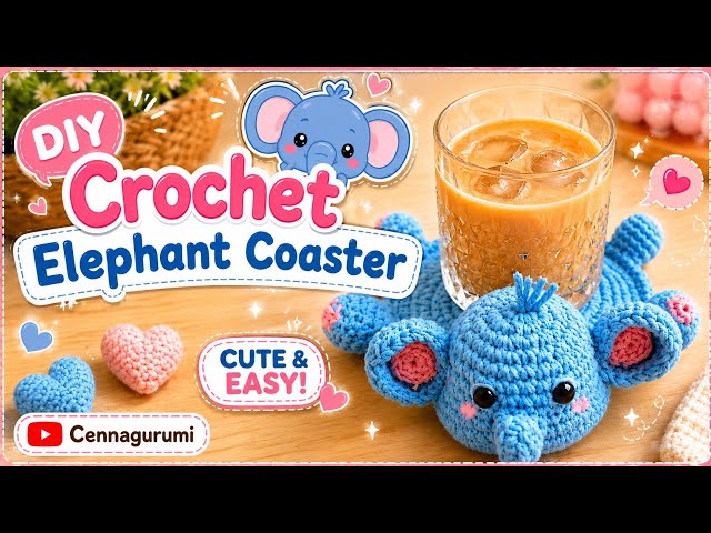🐘So satisfying... Cutest Crochet Coaster‼️Easy and Cute Elephant Crochet Coaster Tutorial
