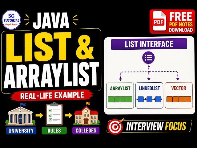 Java List & ArrayList  Explained | Real-Life Example + Interview Questions | Free PDF Notes