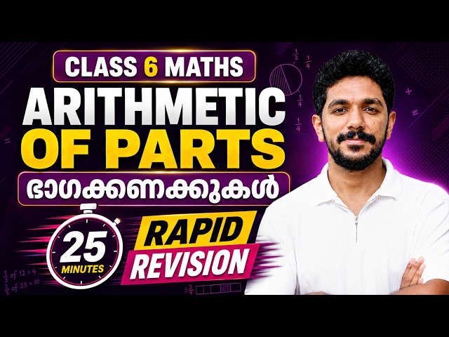 Class 6 Maths Onam Exam | Chapter 4 Arithmetic of Parts | ഭാഗക്കണക്കുകൾ | Revision in 25 Minutes