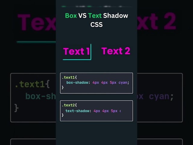 🎨 Box Shadow vs Text Shadow in CSS3! Which One to Use? 🚀||#shorts #shortsvideo #boxshadow #text #web