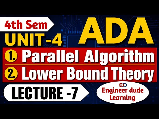 ADA Unit 4 Lecture 7 | Parallel Algorithm & Lower Bound Theory | RGPV B.Tech 4th Sem | Complete