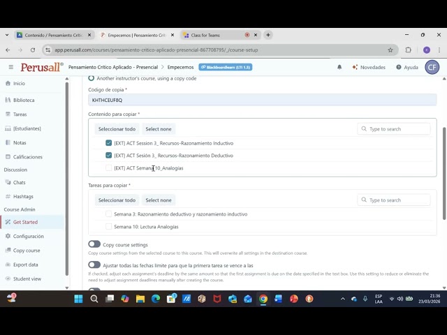 Cómo activar el Perusall en mis aulas virtuales de PCA