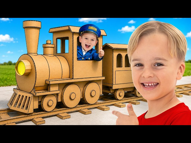 Cardboard Train Adventure for kids with Chris