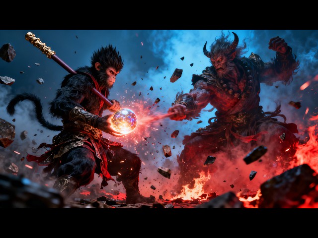 Sun Wukong protects the Soul Pearl and fights against the Demon King