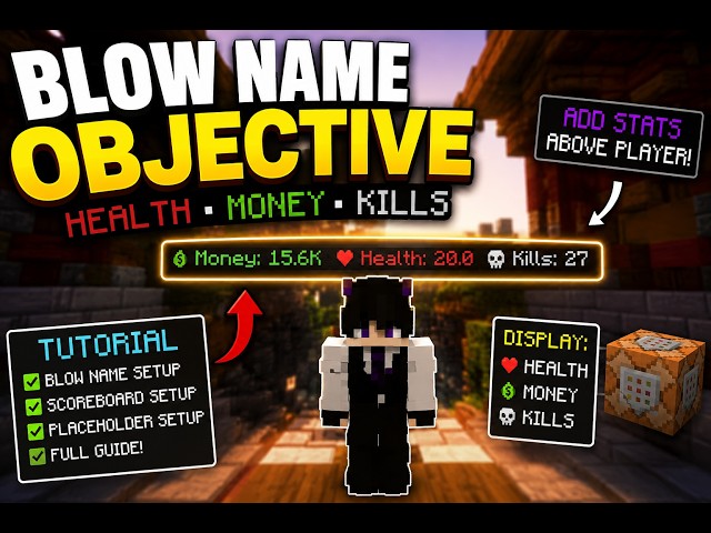 🎮 HOW TO SHOW HEALTH, MONEY & KILLS ABOVE PLAYER! ❤️💰💀 | Minecraft Tutorial