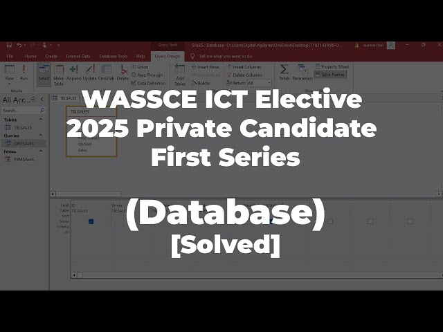 WASSCE ICT Elective (PC1) 2025 | MS Access Database [Solved]