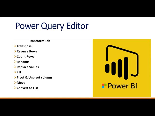 19# Power BI - Power Query Editor, Transform Tab 1 in Hindi