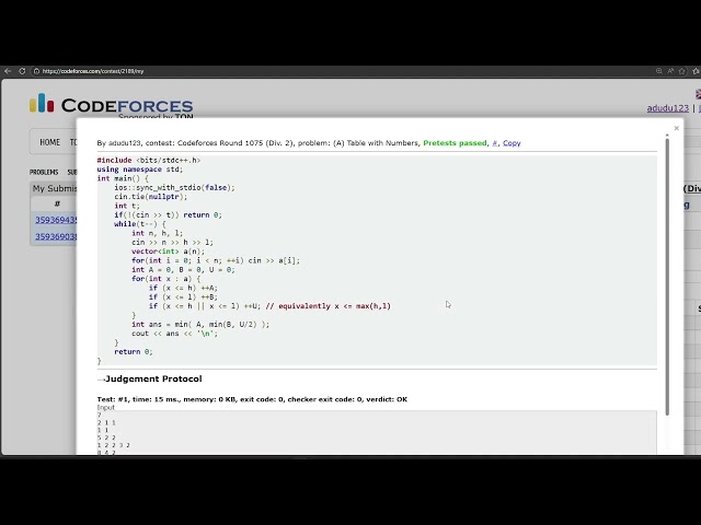Codeforces Round 1075 (Div. 2) Problem A Solution