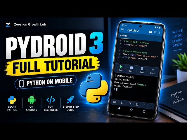 Pydroid 3 Complete Tutorial for Beginners | Learn Python on Mobile | Zeeshan Growth Lab