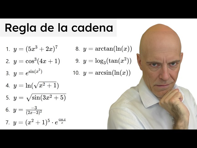 LA REGLA DE LA CADENA-DERIVADAS. 10 EJERCICIOS IMPRESCINDIBLES PARA DOMINAR ESTE TEMA. Derivación.
